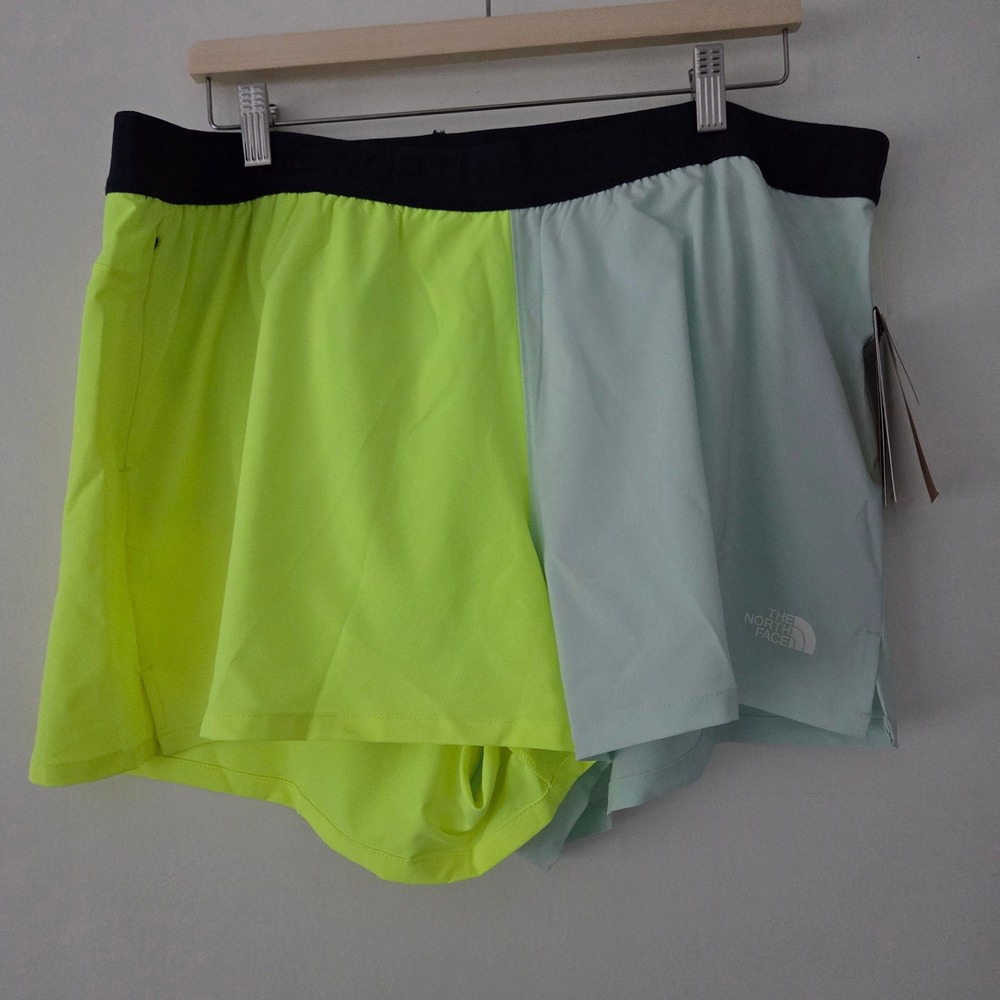 The North Face Womens Wander Short Neon Yellow Light Blue XXL Athletic